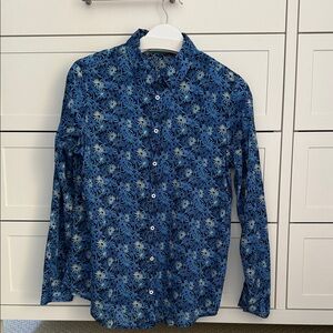 United Colors Of Benetton Blue Floral Button Down Shirt